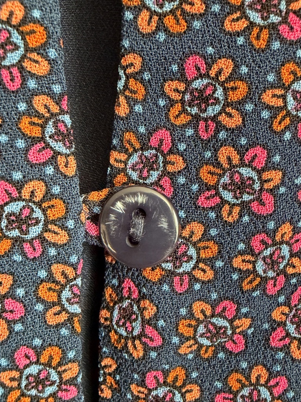 French Connection Mixed Floral Boho V-Neck Mini Dress Size 8 Navy Pink Orange - Picture 11 of 16